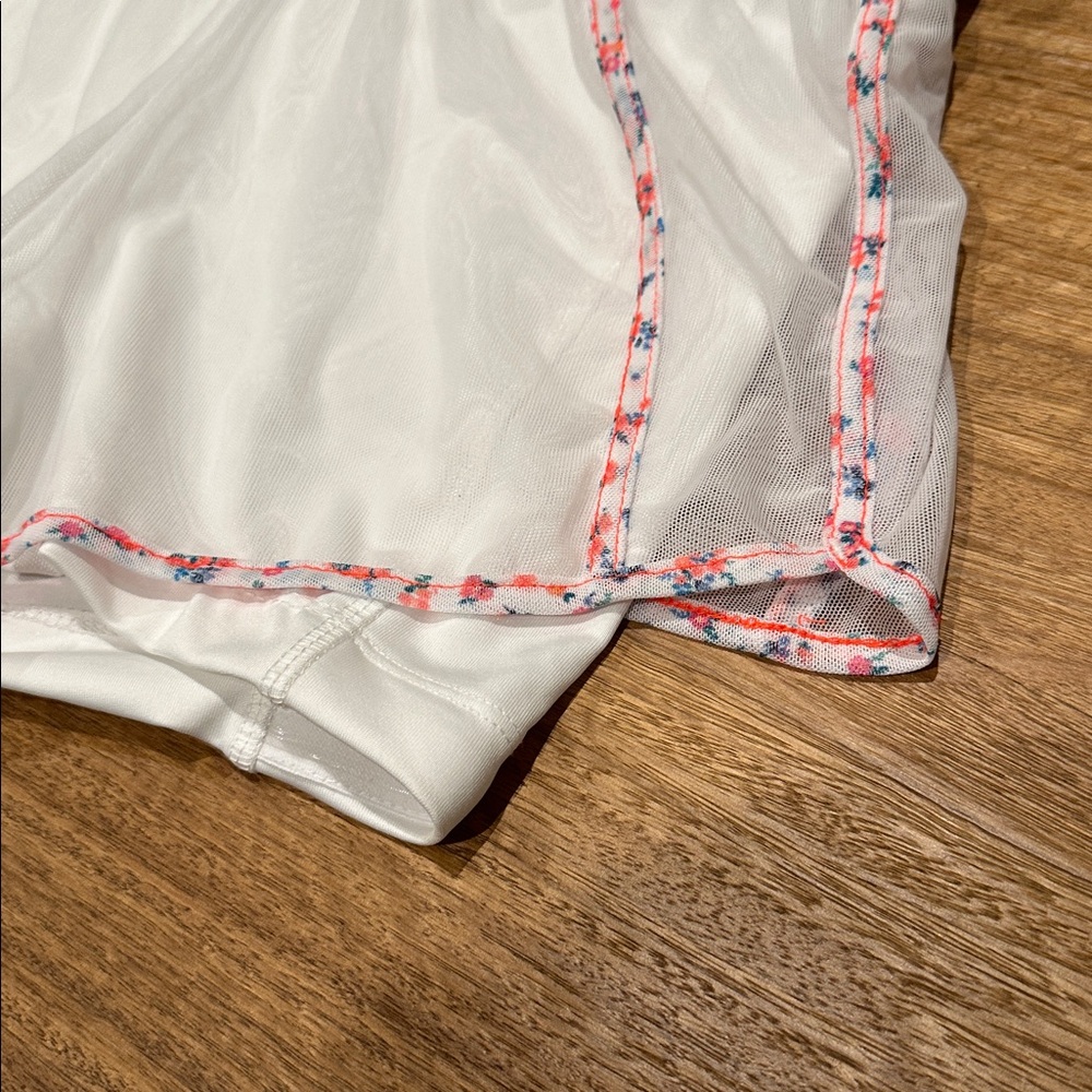 Lucky in Love White Tennis Shorts with Floral Accent - Picture 3 of 5
